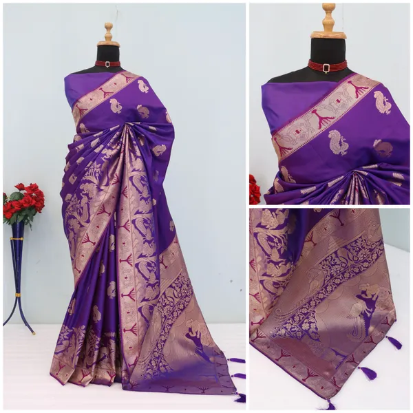 Bit_BlueSoft_Banarasi_Silk_Saree_with_Rich_Zari_Woven_Border_&_Pallu