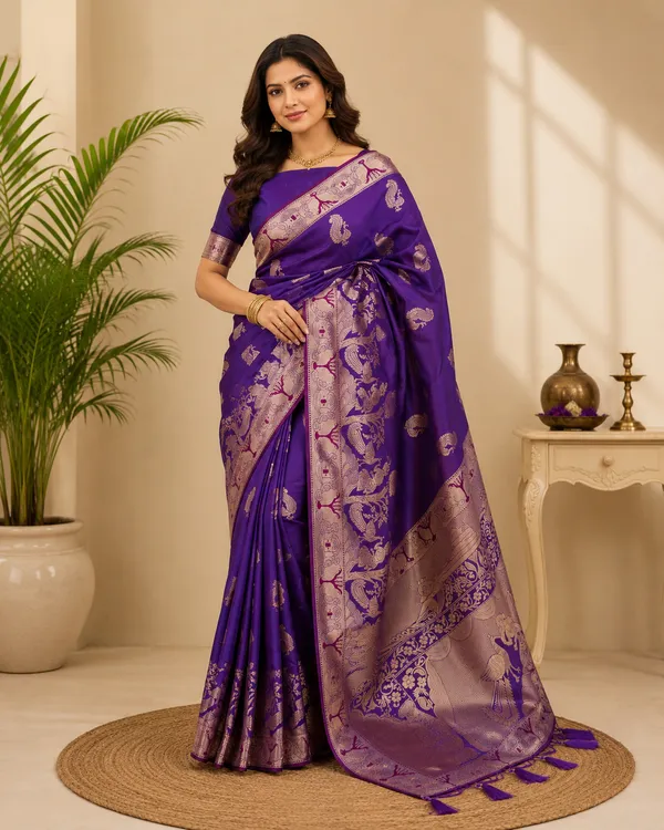 Bit_BlueSoft_Banarasi_Silk_Saree_with_Rich_Zari_Woven_Border_&_Pallu
