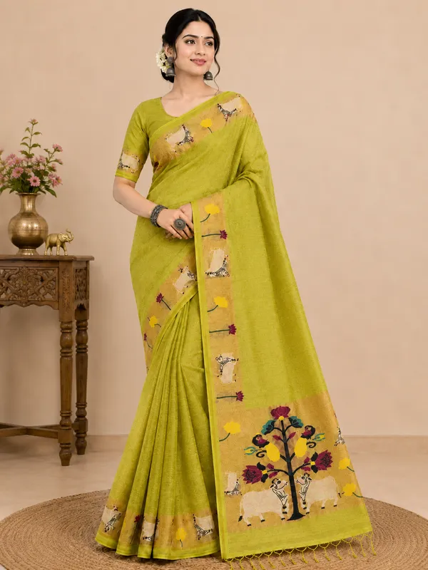 Muga_Cotton_Printed_Saree_with_Floral_&_Traditional_Motif_Border