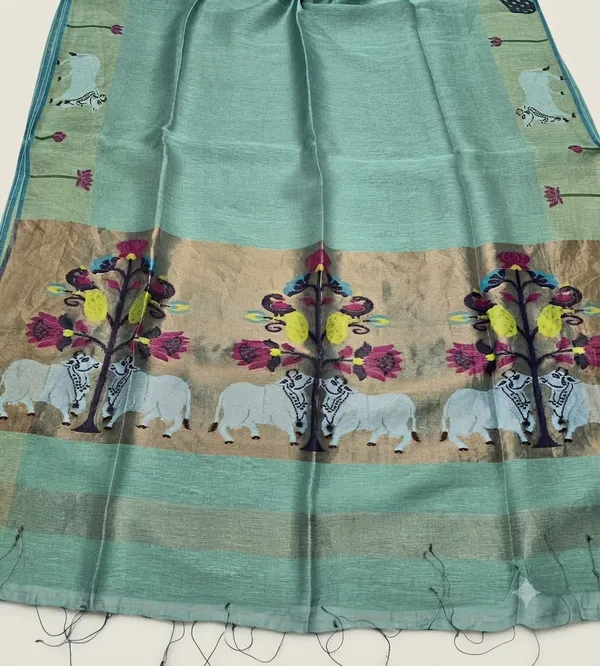 Muga_Cotton_Printed_Saree_with_Floral_&_Traditional_Motif_Border