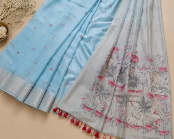 Muga_Cotton_Sky_Blue_Floral_Printed_Saree_with_Designer_Pallu_&_Tassels