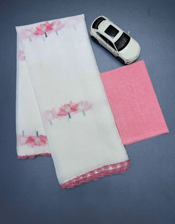 Muga_Cotton_White_Saree_with_Pink_Lotus_Print_&_Lace_Border
