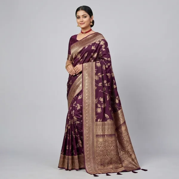 Purple_Banarasi_Silk_Saree_With_Golden_Zari_Work
