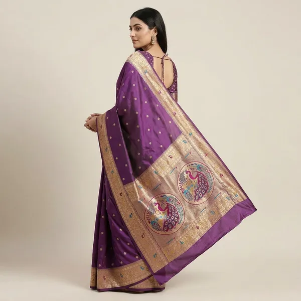 Purple_Banarasi_Silk_Zari_Woven_Peacock_Motif_Saree_For_Women