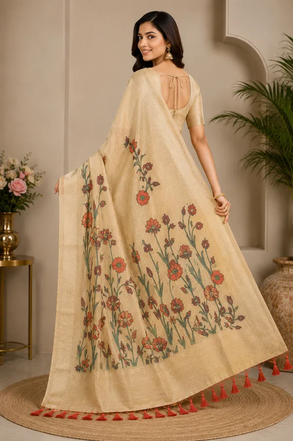 Premium_Cream_Beige_Floral_Cotton_Saree_⭐