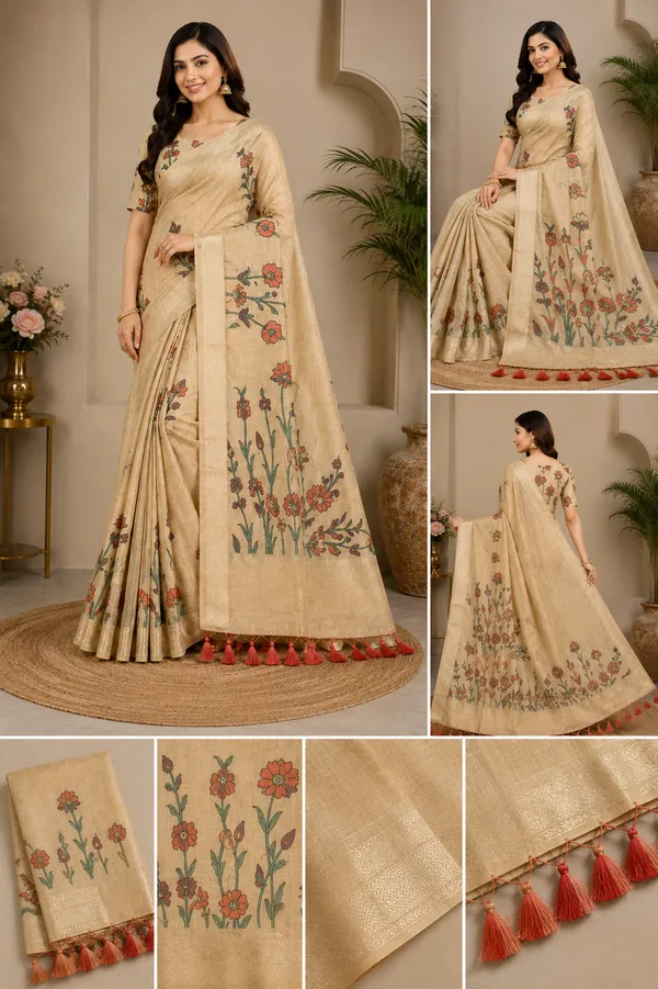 Premium_Cream_Beige_Floral_Cotton_Saree_⭐