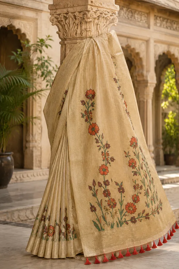 Premium_Cream_Beige_Floral_Cotton_Saree_⭐