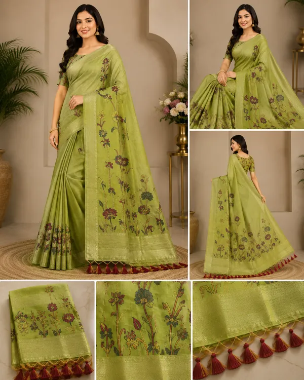 Premium_Pistachio_Green_Floral_Cotton_Saree💚_⭐