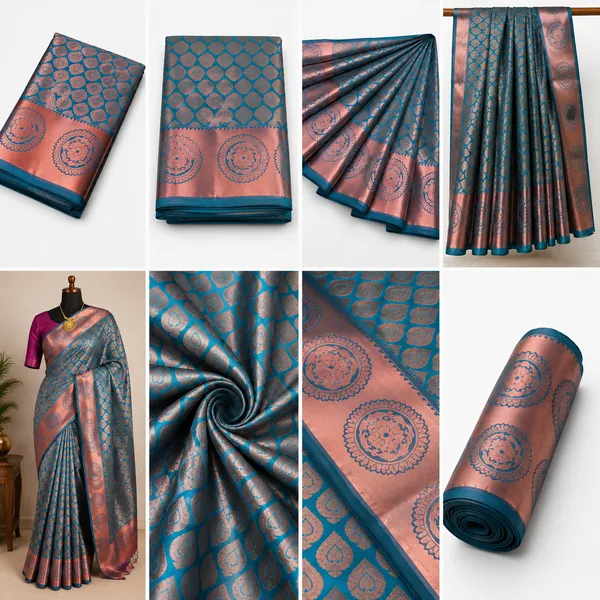 Royal_Blue_&_Rose_Gold_Banarasi_Silk_Saree