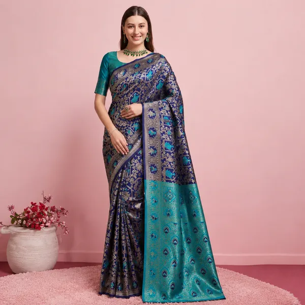 Royal_Navy_Blue_Banarasi_Silk_Saree_with_Rich_Teal_Peacock_Zari_Pallu_&_Border