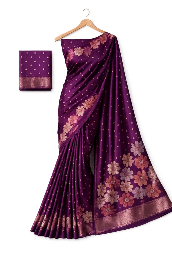 Royal_Purple_Floral_Print_Silk_Saree_with_Designer_Zari_Border