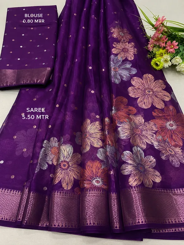 Royal_Purple_Floral_Print_Silk_Saree_with_Designer_Zari_Border