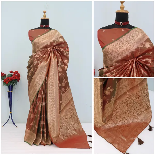 Brown_Banarasi_Silk_Saree_With_Golden_Zari_Work