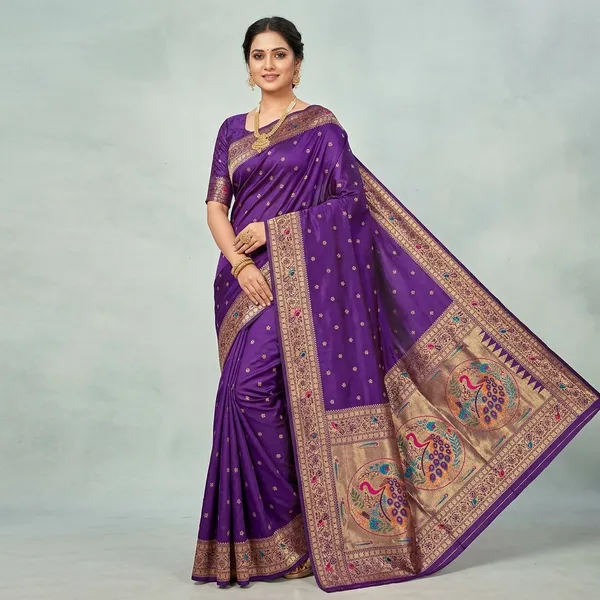 Purple_Banarasi_Silk_Peacock_Motif_Zari_Woven_Saree_For_Women
