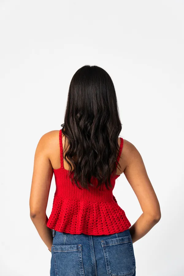 Souffl_Flared_Crochet_Top_Red