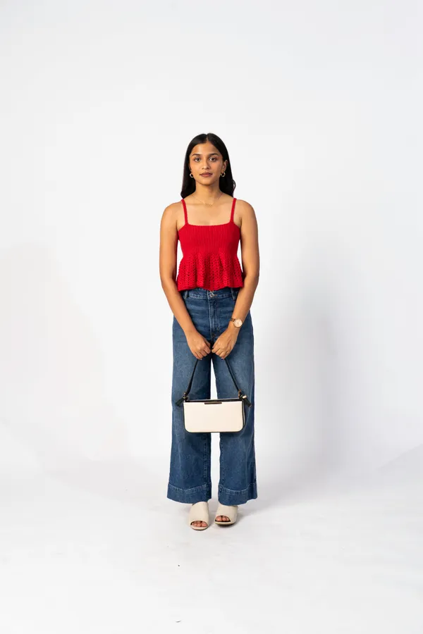 Souffl_Flared_Crochet_Top_Red