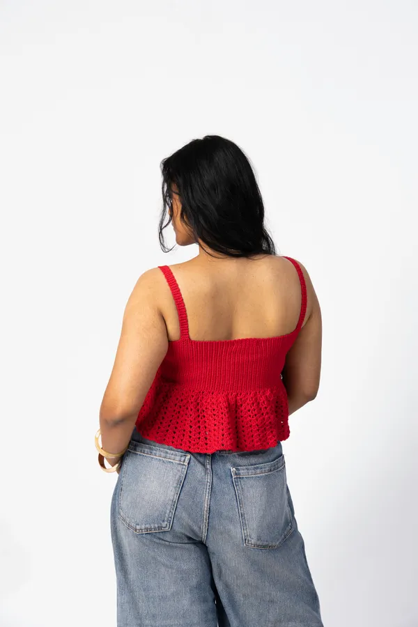 Souffl_Flared_Crochet_Top_Red