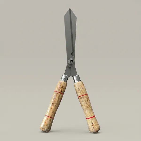 IRON_BLADE_HEDGE_CUTTING_SCISSORS_WITH_WOODEN_HANDLE_12"_LONG