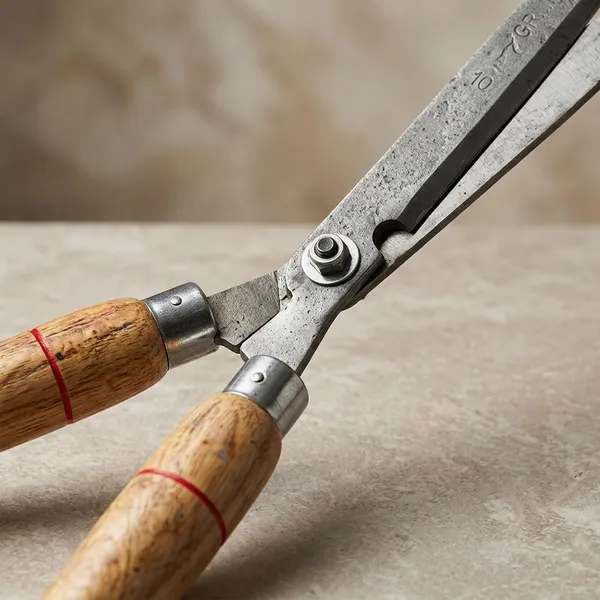 IRON_BLADE_HEDGE_CUTTING_SCISSORS_WITH_WOODEN_HANDLE_12"_LONG