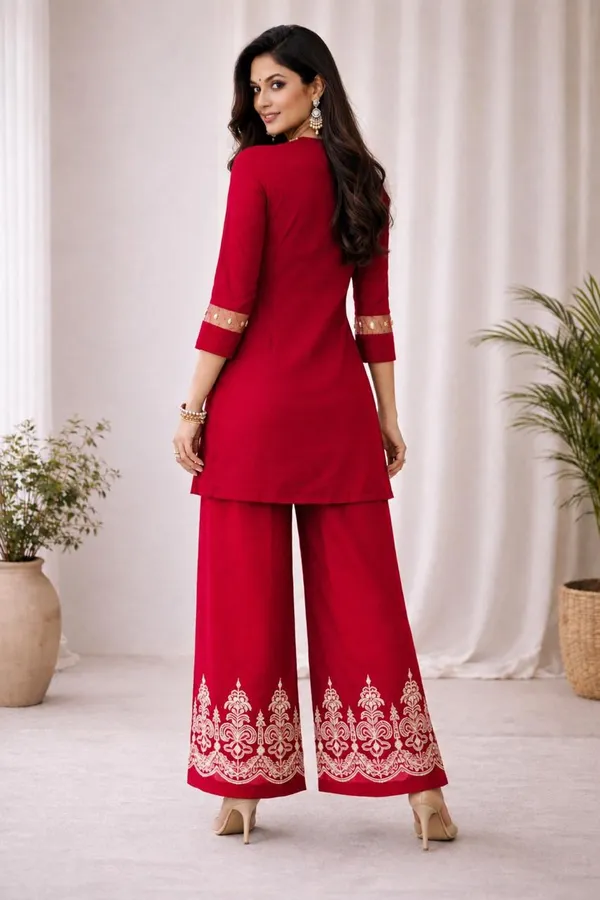 Women_Red_Kurta_Palazzo_Set