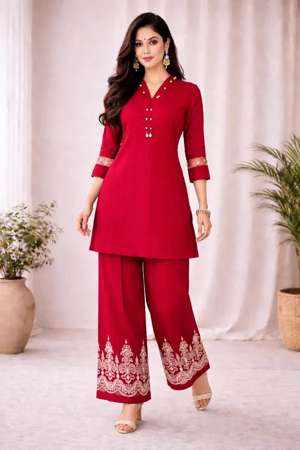 Women_Red_Kurta_Palazzo_Set