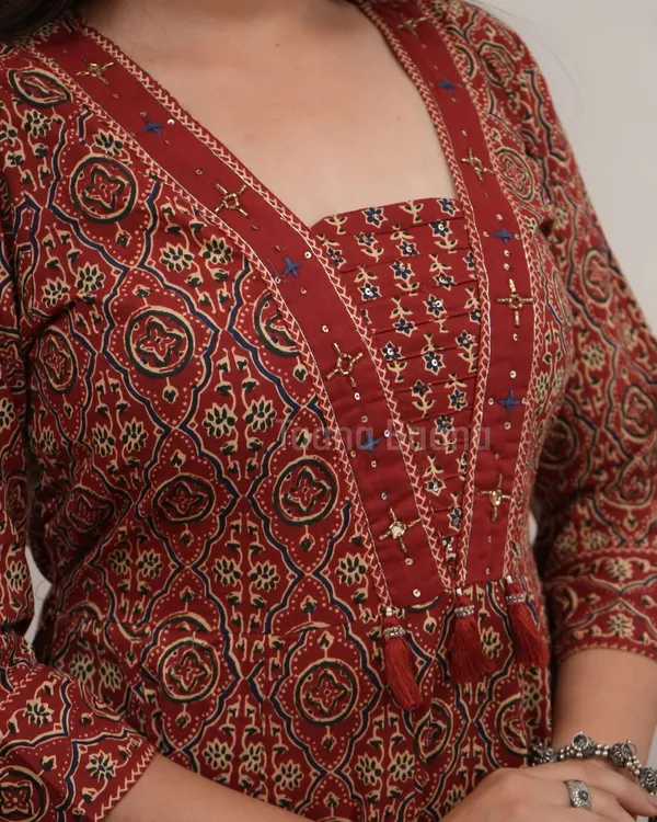 Red_Printed_Flared_Kurta_Set_with_Dupatta