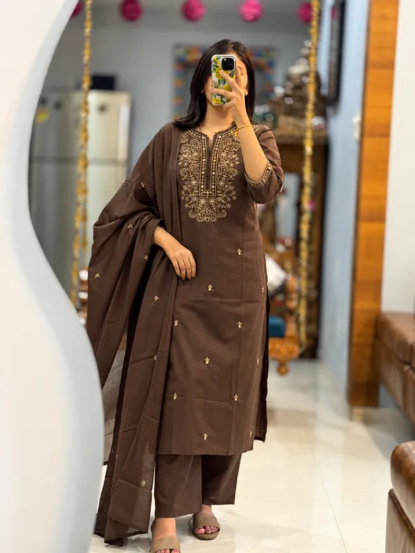 Women’s_Brown_Embroidered_Straight_Kurta_Pant_with_Dupatta_Set