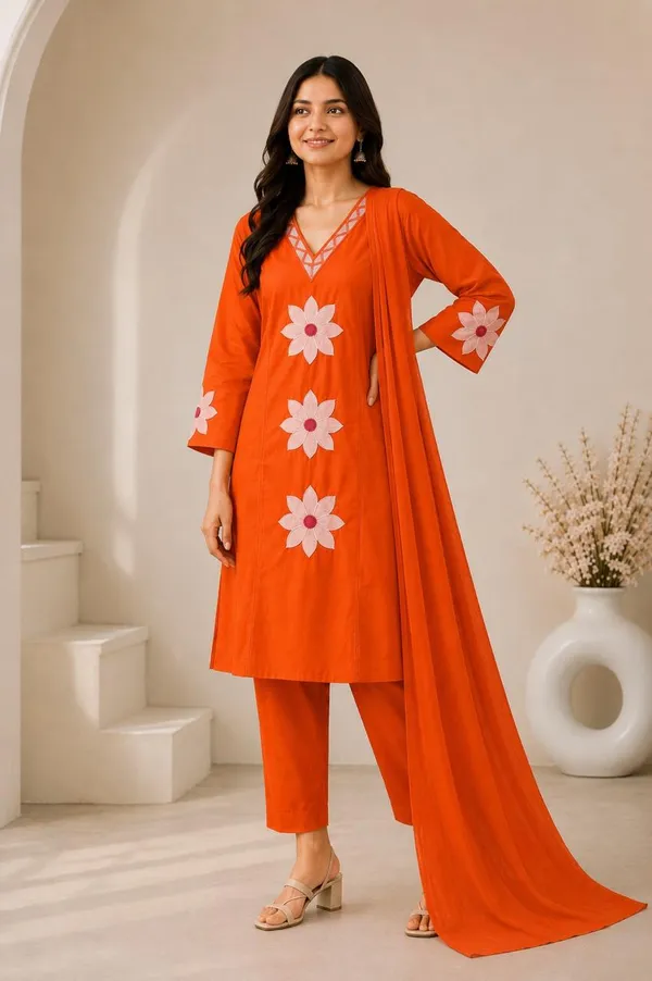 Women’s_Orange_Floral_Embroidered_Straight_Kurta_Pant_with_Dupatta_Set
