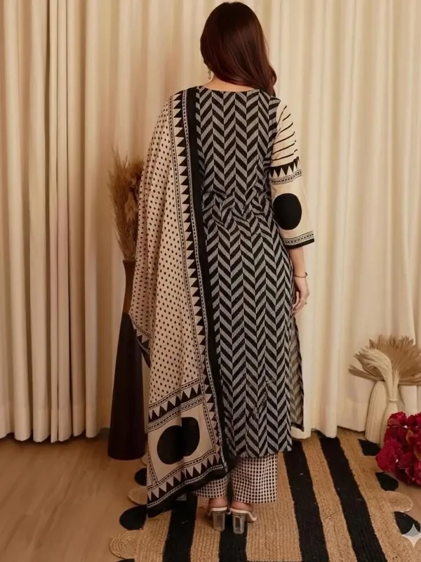 Women’s_Beige_&_Black_Printed_Straight_Kurta_Pant_Set_with_Dupatta