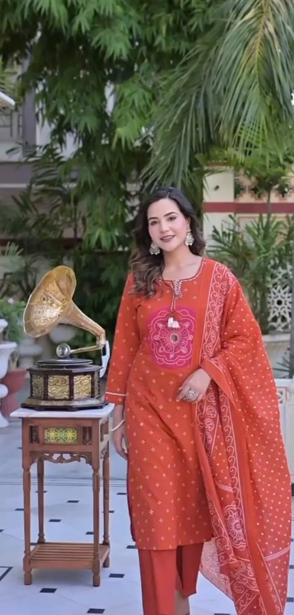 Rust_Orange_Printed_Kurta_Set_with_Dupatta