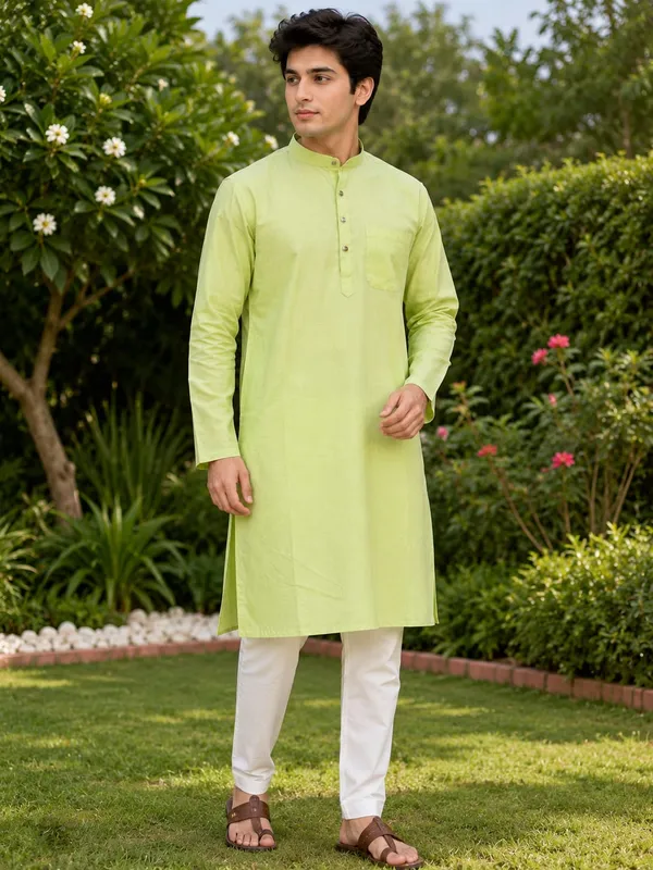 Pure_Cotton_Kurta_Long_Full_Sleeves_Light_Green