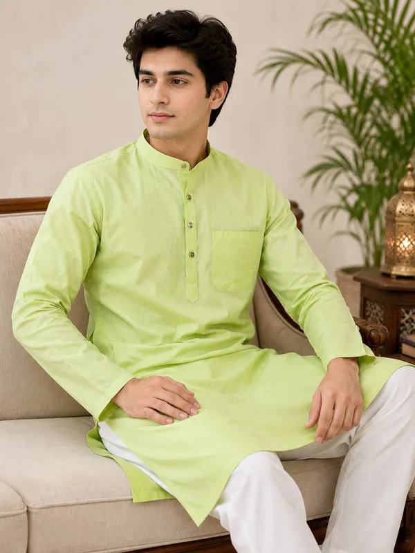 Pure_Cotton_Kurta_Long_Full_Sleeves_Light_Green