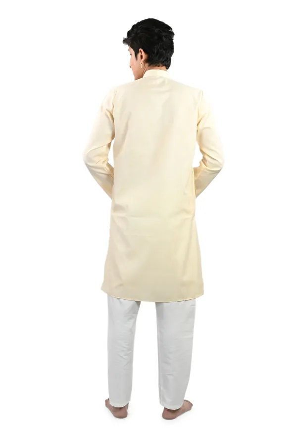 Cream_Cotton_Poly_Kurta_Pajama_Set_For_Men