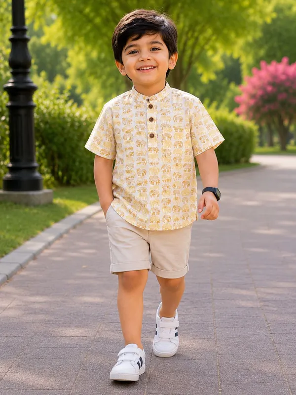 Yellow_Pure_Cotton_Kurta_For_Boys