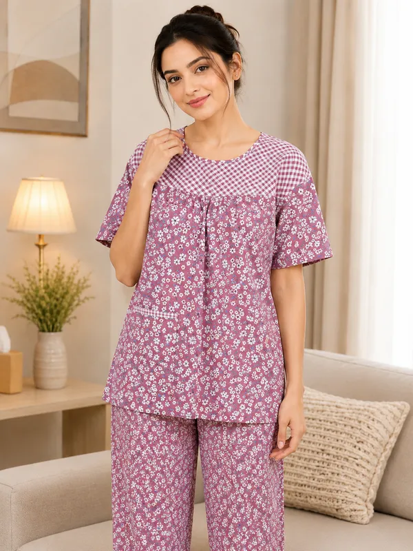 Multicolor_Cotton_Poly_Night_Suit_For_Women