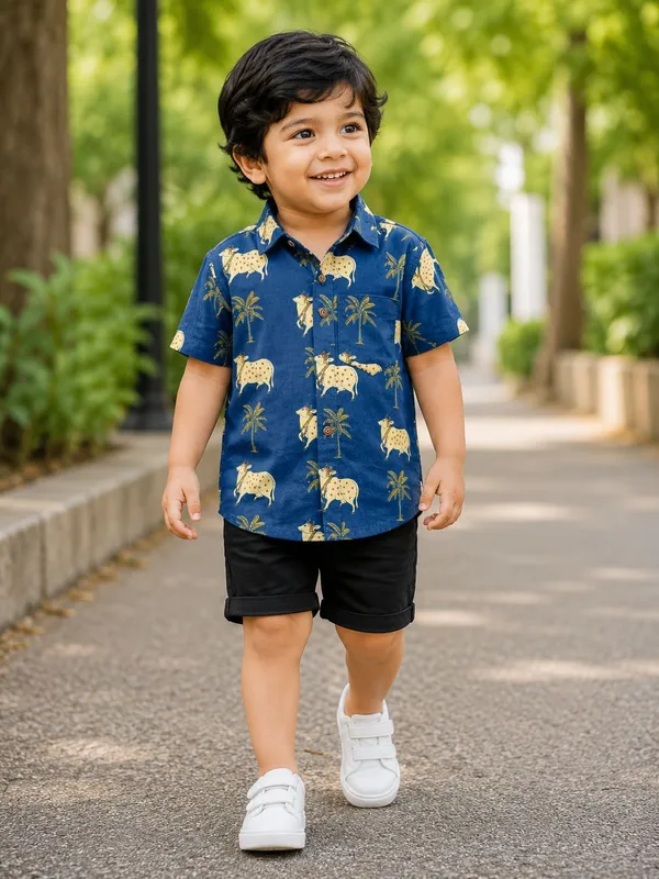 Blue_Pure_Cotton_Shirt_For_Boys
