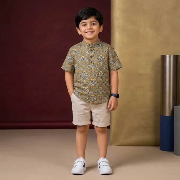 Mustard_Yellow_Pure_Cotton_Kurta_For_Boys