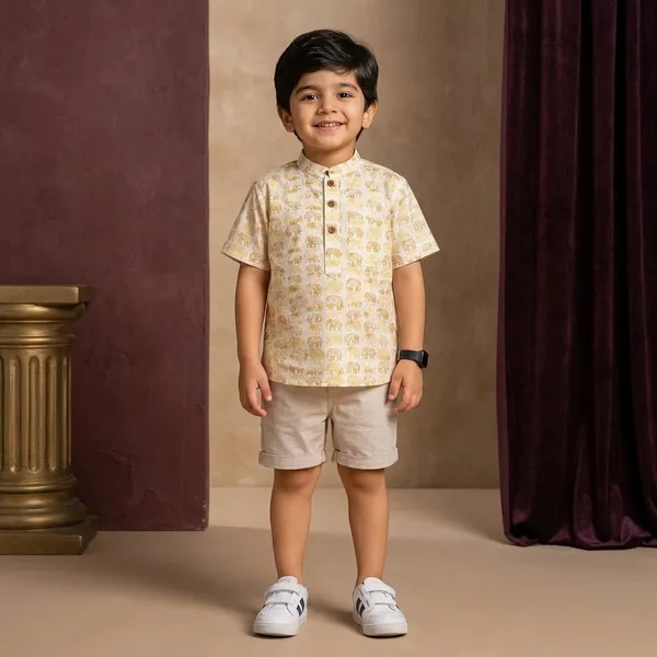 Yellow_Pure_Cotton_Kurta_For_Boys