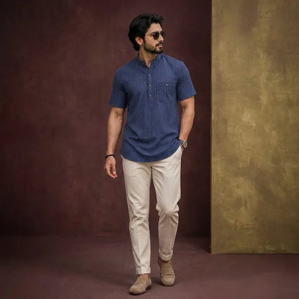 Blue_Pure_Cotton_Kurta_For_Men