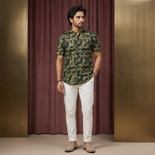 Green_Pure_Cotton_Kurta_For_Men