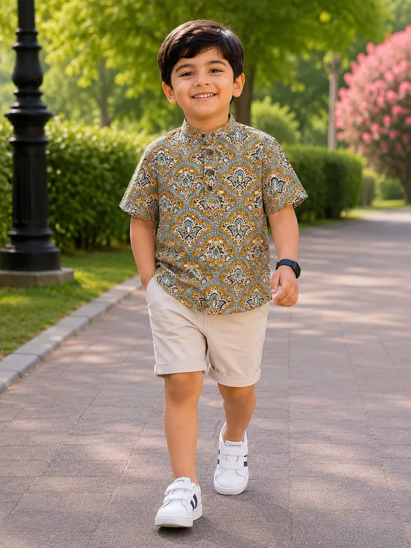 Mustard_Yellow_Pure_Cotton_Kurta_For_Boys