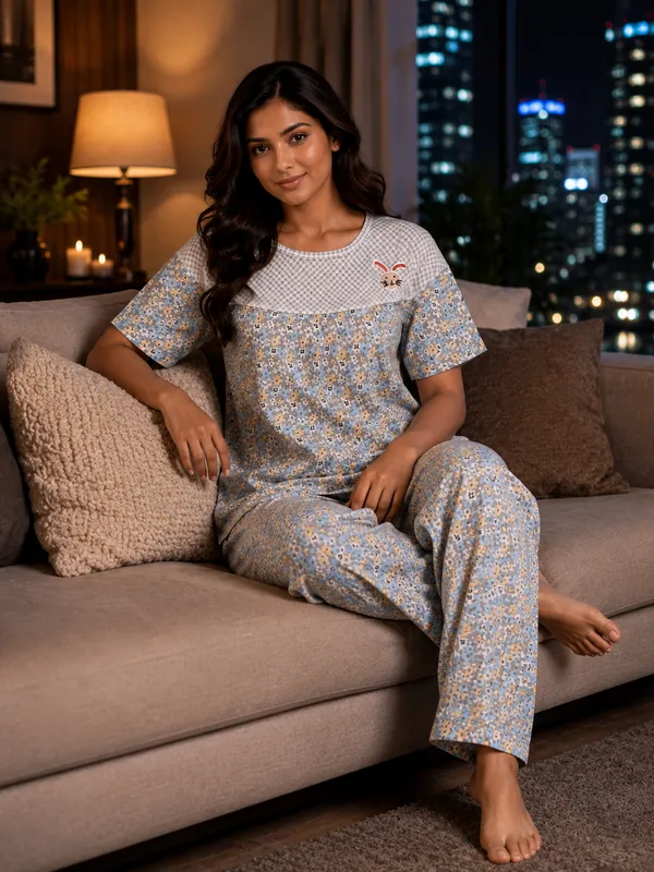 Multicolor_Cotton_Poly_Night_Suit_For_Women