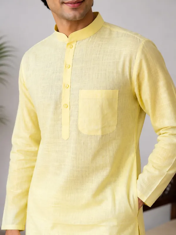 Pure_Cotton_Kurta_Long_Full_Sleeves_Yellow