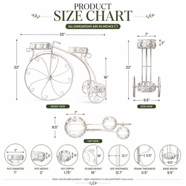 White_Metal_Vintage_Bicycle_Design_Plant_Stand