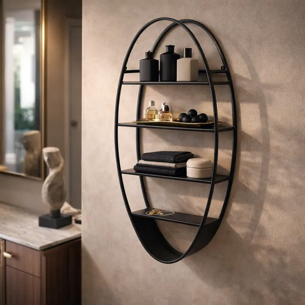 Metal_Oval_Wall_Mounted_Four-Tier_Shelf