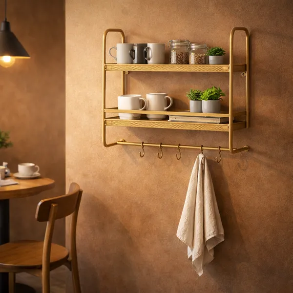 Metal_Two_Tier_Wall_Mounted_Shelf_With_Hooks