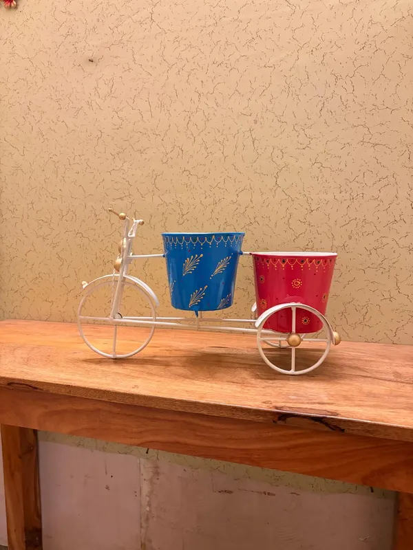 Metal_Decorative_Dual_Pot_Cycle_White_Plant_Stand