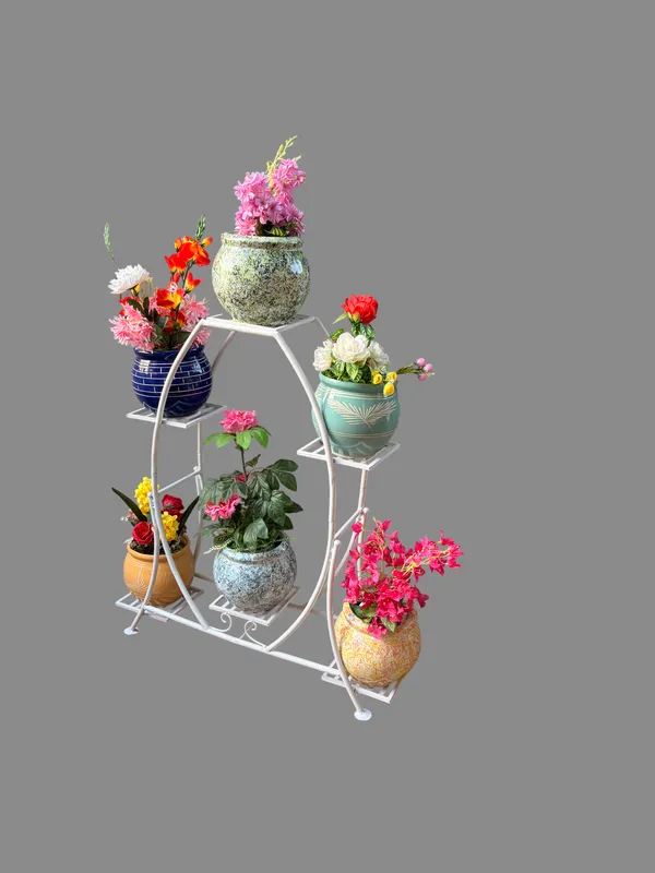 White_Metal_Arch_Design_Plant_Stand