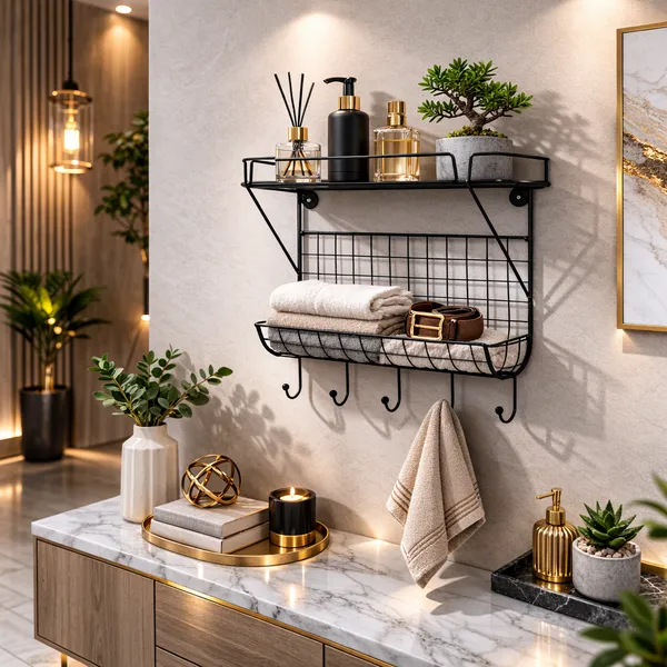 Metal_Wall_Mounted_Shelf_With_Hooks_And_Basket