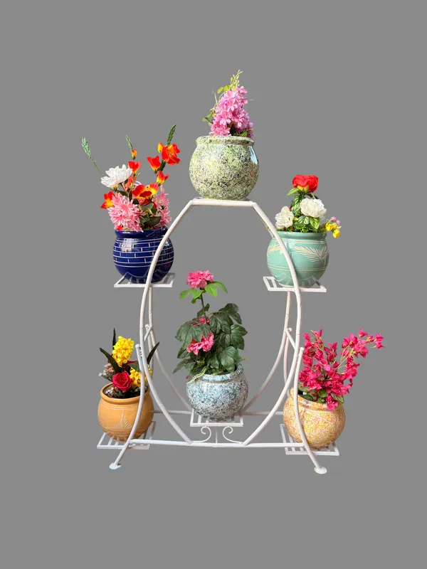 White_Metal_Arch_Design_Plant_Stand